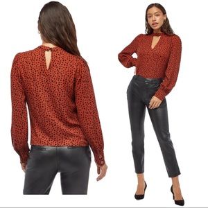 JUSTFAB Puff Sleeve Choker Blouse Size L
